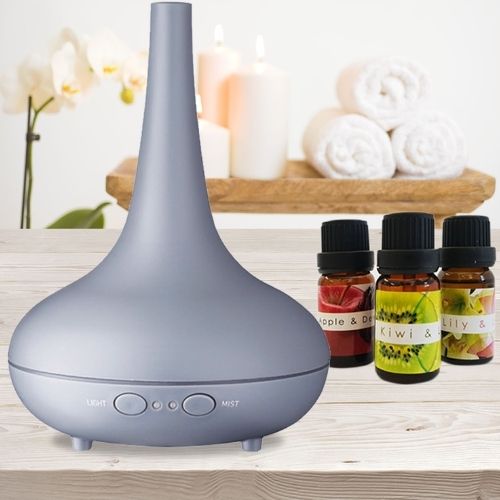 Aroma Diffuser + Essential Oil Aromatherapy LED Light Humidifier - Matte Grey