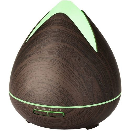 Aroma Diffuser + Essential Oils Aromatherapy LED Air Humidifier 400ml, Dark Wood