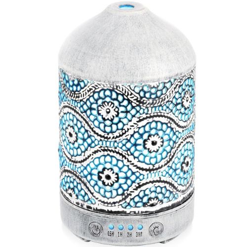 Aromatherapy Oil Diffuser 100ml w 7 Colours Changing LED Lights - Vintage White