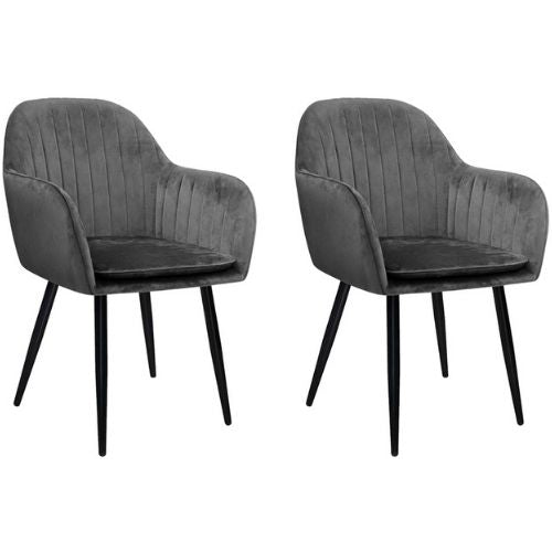 Artiss 2 x Dining Chairs Retro Chair Metal Legs Replica Armchair Velvet - Grey