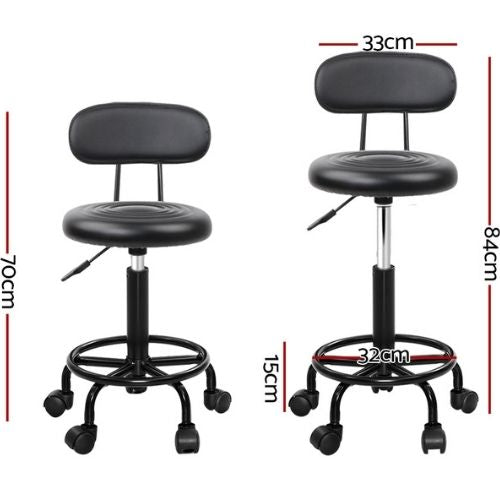 2 x Artiss Saddle Salon Stools Swivel Chair Black
