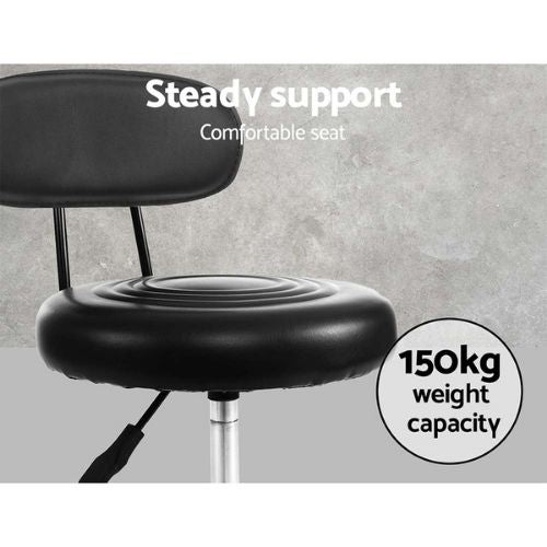 2 x Artiss Saddle Salon Stools Swivel Chair Black