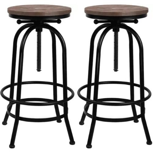 Artiss 2x Vintage Bar Stool Retro Industrial Kitchen Barstool Swivel Round Chair