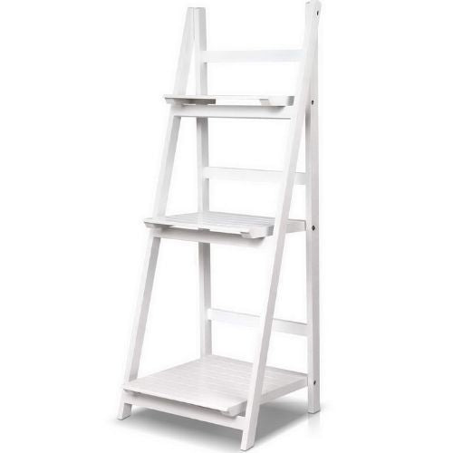 Artiss 3-Tier Ladder Shelf Wooden Bookshelf Storage Display Rack Organiser White