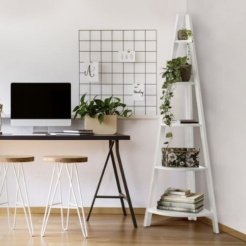 Artiss 5 Tier Corner Ladder Shelf Stand Display Rack Storage Organiser Bookshelf
