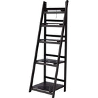 Artiss 5 Tier Ladder Shelf Wooden Bookshelf Storage Rack Display Stand - Coffee
