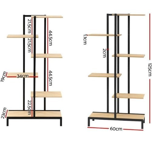 Artiss 6 Tier Indoor Outdoor Shelves Metal Wood Plant Stand Shelf Garden Display