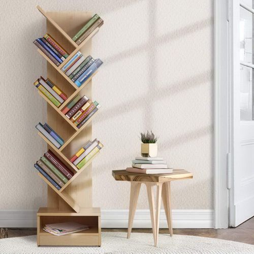 Artiss 9 Tier Tree Bookshelf Display Shelf Book Storage Rack Bookcase - Natural