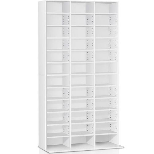 Artiss Adjustable CD DVD Storage Stand Unit Bookcase Display Shelf Rack - White