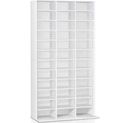 Artiss Adjustable CD DVD Storage Stand Unit Bookcase Display Shelf Rack - White