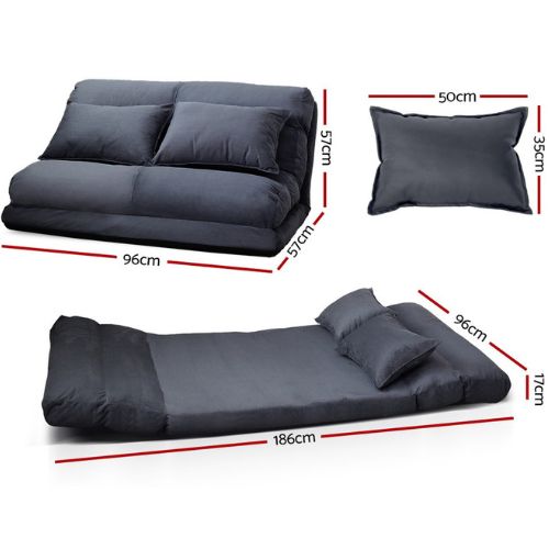 Artiss Adjustable Floor Lounge Sofa Foldable Recliner Chaise Chair - Charcoal