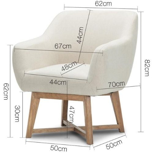 Artiss Armchair Fabric Tub Sofa Lounge Cafe Accent Dining Chair - Beige