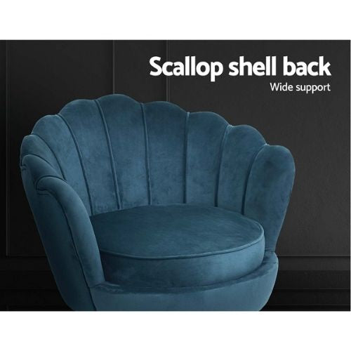 Artiss Armchair Lounge Sofa Chair Retro Accent Armchairs Shell Velvet - Navy
