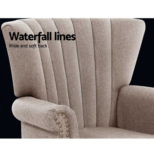 Artiss Armchair Single Sofa Chairs Fabric Armchairs Lounge Accent Chair - Beige