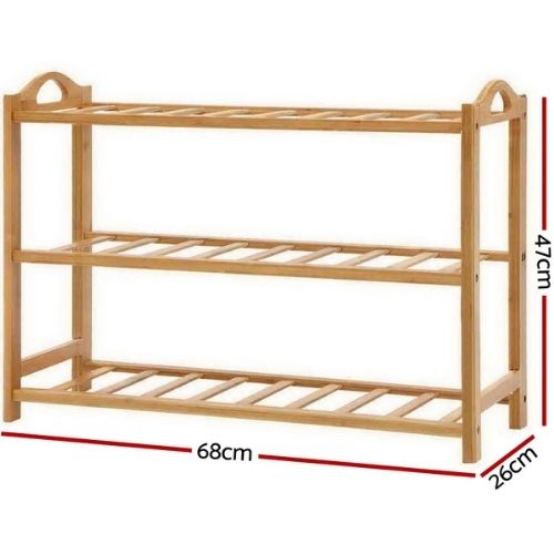 Artiss Bamboo Shoe Rack 3 Tiers Storage Organiser Wooden Shelf Stand Shelves