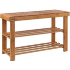 Artiss Bamboo Shoe Rack Wooden Seat Bench Organiser Shelf Shelves Stool 3-Tier