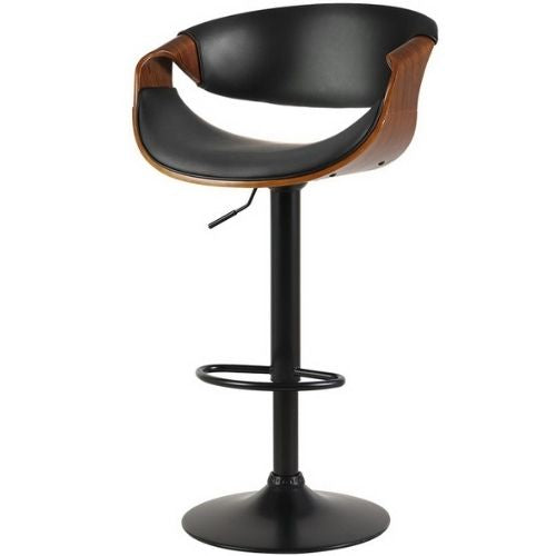 Artiss Bar Stool Padded Seat Swivel Chair Kitchen Wooden Barstool Leather, Black