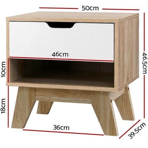 Artiss Bedside Table Drawer Nightstand Shelf Cabinet Storage Lamp Side Wooden