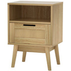 Artiss Bedside Table Drawer Rattan Side Tables Wooden Nightstand Storage Cabinet