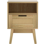Artiss Bedside Table Drawer Rattan Side Tables Wooden Nightstand Storage Cabinet