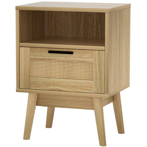 Artiss Bedside Table Drawer Rattan Side Tables Wooden Nightstand Storage Cabinet