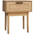 Artiss Bedside Table Nightstand Side Tables 1 Drawer Rattan Wood Storage Cabinet