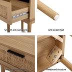 Artiss Bedside Table Nightstand Side Tables 1 Drawer Rattan Wood Storage Cabinet