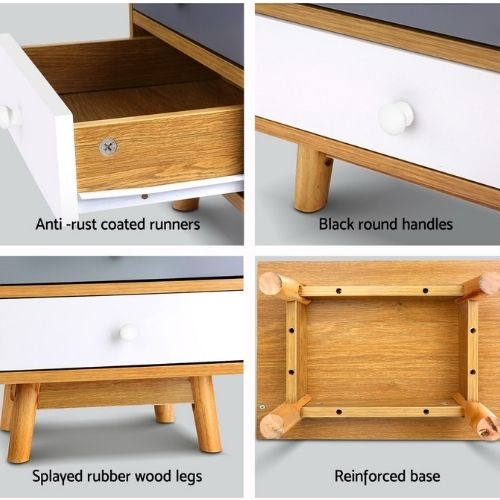 Artiss Bedside Table Nightstand Side Tables 2 Drawers Bedroom Wooden Lamp Shelf