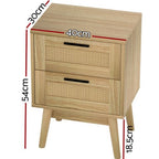 Artiss Bedside Tables Rattan 2 Drawers Side Table Nightstand Storage Cabinet