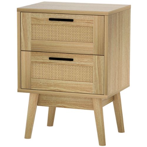 Artiss Bedside Tables Rattan 2 Drawers Side Table Nightstand Storage Cabinet