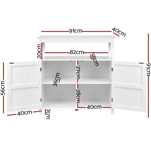 Artiss Buffet Sideboard Cabinet Storage Cupboard Kitchen Hallway Table - White