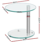 Artiss Coffee Table End Side Tables 2 Tier Bedside Furniture Tempered Glass Top