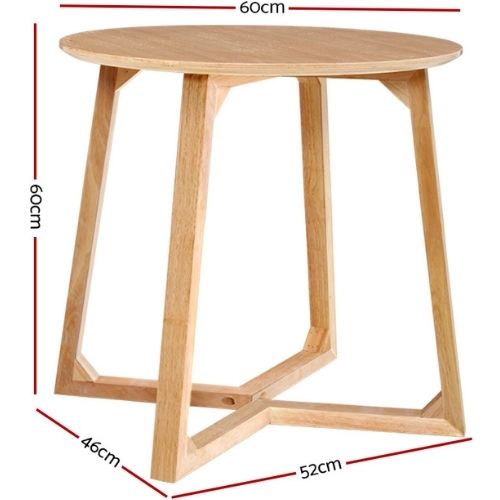 Artiss Coffee Table Round Side Tables Nightstand Bedside Furniture Wooden Beige