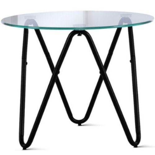 Artiss Coffee Table Tempered Glass End Side Tables Modern Furniture 50X50CM