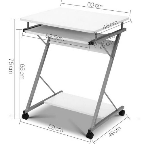 Artiss Computer Desk Metal Pull Out Keyboard Tray Office Workstation Table White