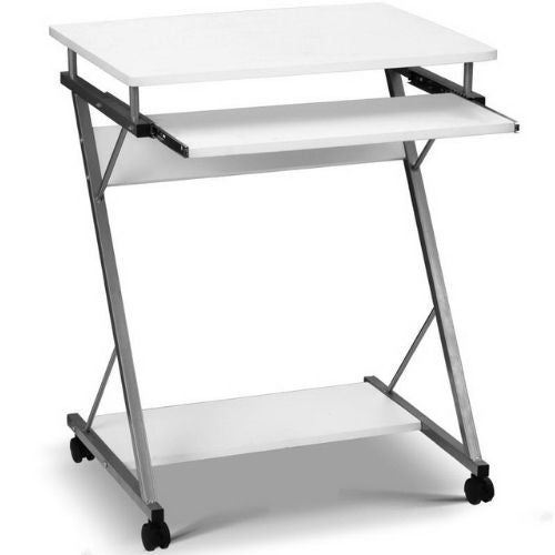 Artiss Computer Desk Metal Pull Out Keyboard Tray Office Workstation Table White