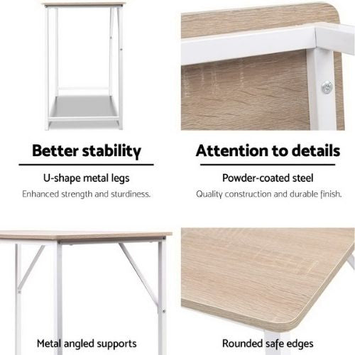 Artiss Computer Desk Metal Study Desks Laptop Table Student Home Office - White