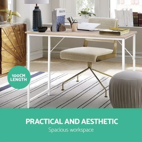 Artiss Computer Desk Metal Study Desks Laptop Table Student Home Office - White