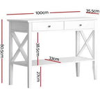 Artiss Console Table Hall Side Entry Desk Display Furniture W/ 2 Drawers, White