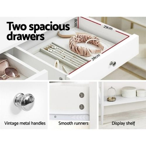 Artiss Console Table Hall Side Entry Desk Display Furniture W/ 2 Drawers, White