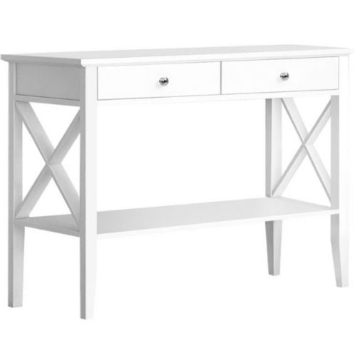 Artiss Console Table Hall Side Entry Desk Display Furniture W/ 2 Drawers, White