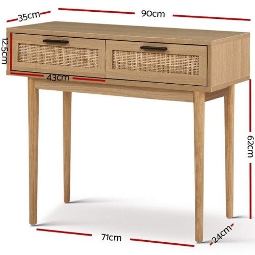 Artiss Console Table Rattan Storage Drawers Entryway Side Tables Hallway Drawer