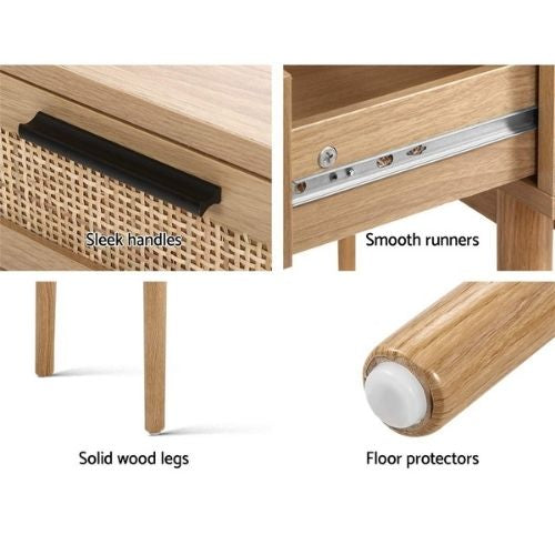Artiss Console Table Rattan Storage Drawers Entryway Side Tables Hallway Drawer