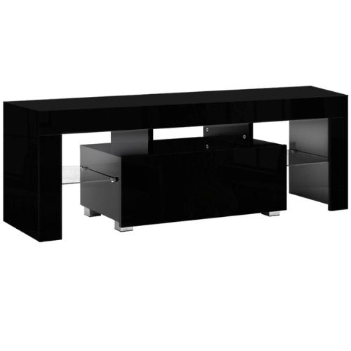 Artiss Entertainment Unit TV Cabinet Stand with RGB LED Light 130cm Gloss Black