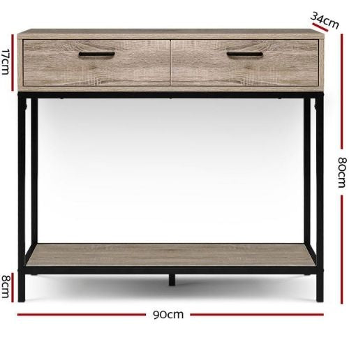 Artiss Hallway Console Table Hall Side Entry Display Desk Drawer Storage Oak