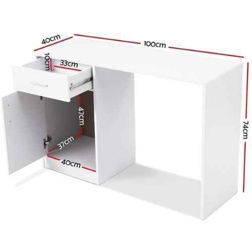 Artiss Home Office Computer Desk w/ Storage Drawer Workstation Study Table White