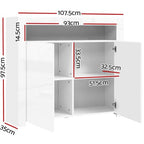 Artiss LED Buffet Sideboard High Gloss 2 Doors Storage Cabinet Cupboard - White
