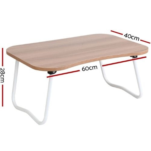 Artiss Laptop Desk Portable Tray Table Foldable Breakfast Bed Tables, Light Wood