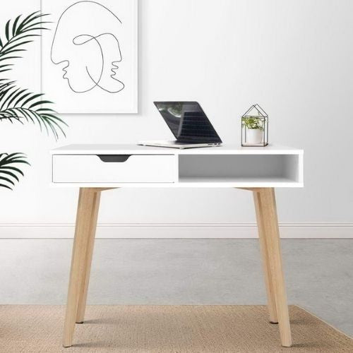 Artiss Office Computer Desk Student Study Laptop Table Storage Drawers - White