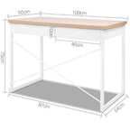 Artiss Office Computer Desk Wooden Drawers Metal Home Gaming Study Table - White